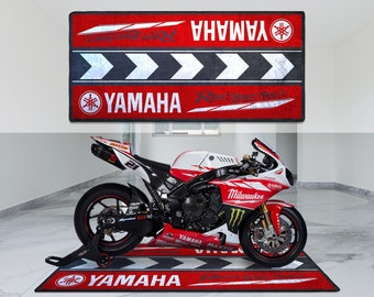 Yamaha motocicleta personalizada alfombra accesorios piso inferior pit mat, moto deportiva R1 R6 R7 R25 jinete, amante fanático para hombre mujer regalo