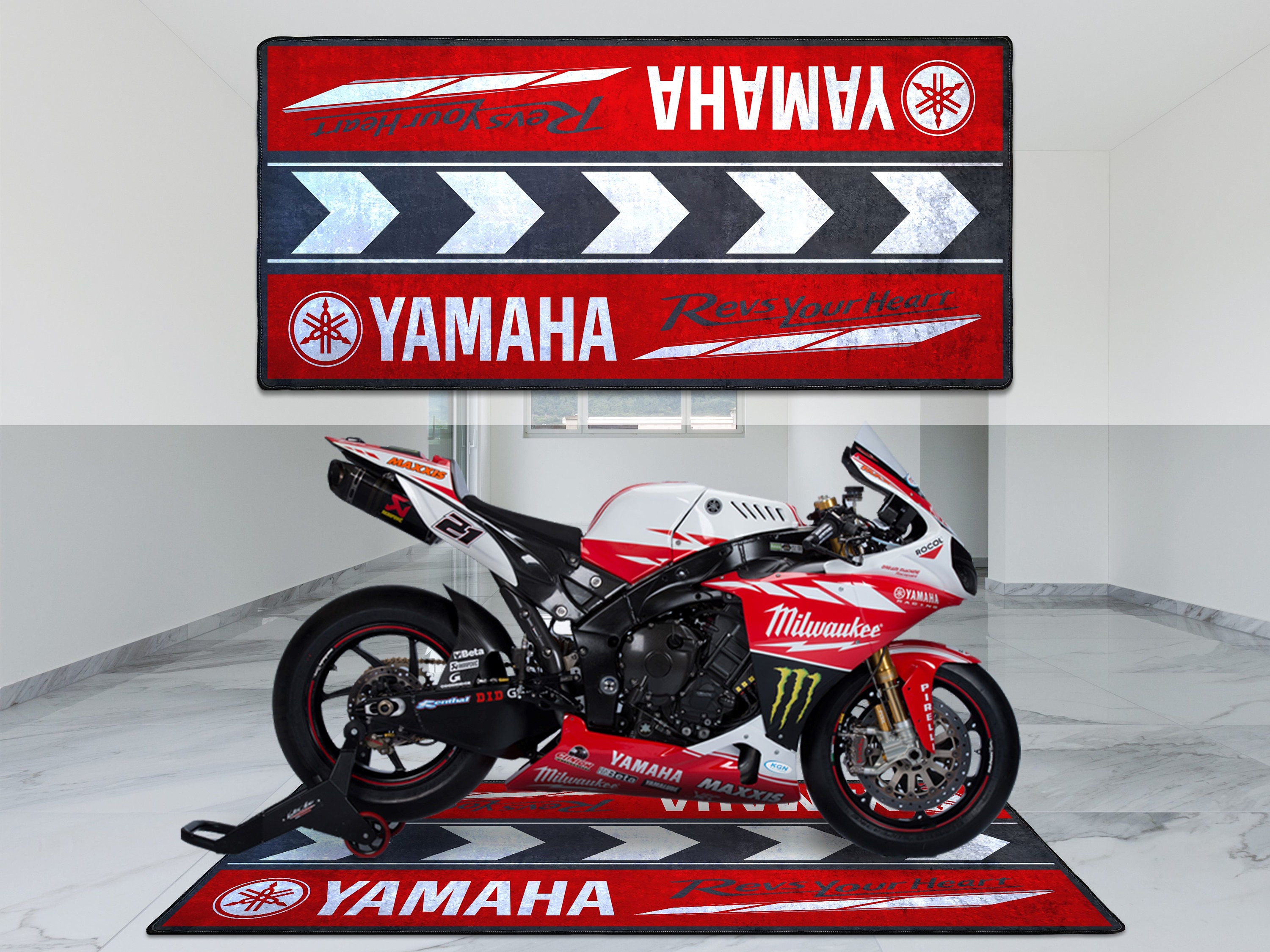 YAMAHA Motorrad personalisierte Teppich Boden Boden Box Matte, Sport  Motorrad R1 R6 R7 R25 Fahrer, Liebhaber Fanatiker für Mann Frau Geschenk -  .de