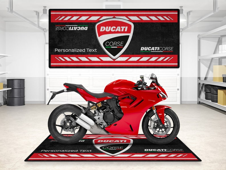 Designed Pit Mat for Ducati Corse Motorcycle, Personalized Rug Motorcycle Floor Bottom Pit Mat, Lover & Fanatic And For Man Woman Gift imagem 2