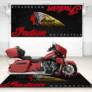 Indian Motorcycle Personalized Rug Motorcycle Pit Mat, Special Gift Women & Men | Cruiser, Touring, Sport MotorBike riders, Fans and Lovers