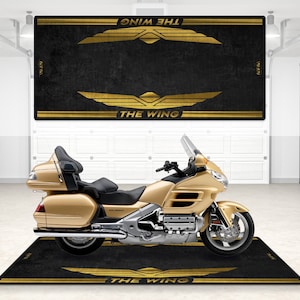 Personalized Rug &quot;The Wing&quot; GoldWing Motorcycle Floor Bottom Pit Mat, MotorBike Goldwing Rider, Lover & Fanatic And For Man Woman Gift