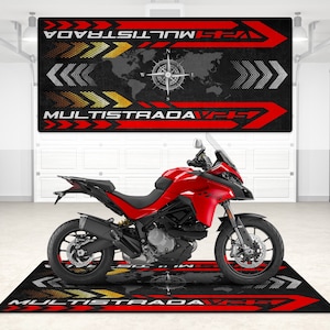 Ducati Multistrada V2S Personalized Rug Motorcycle Floor Bottom Pit Mat, MotorBike Multistrada Rider, Lover & Fanatic And For Man Woman Gift