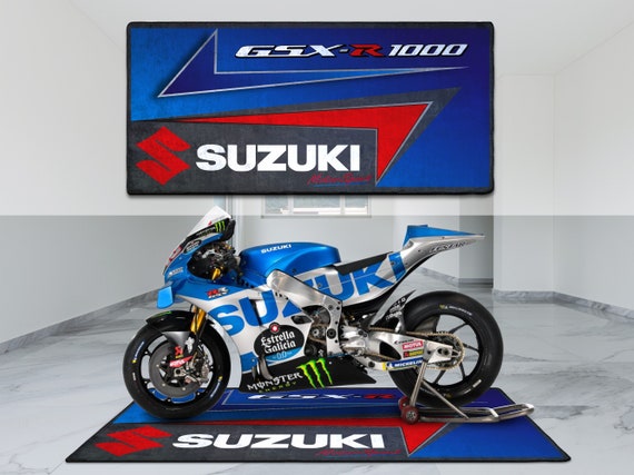 Suzuki Motorsport Personalized Rug Motorcycle Floor Bottom Pit Mat