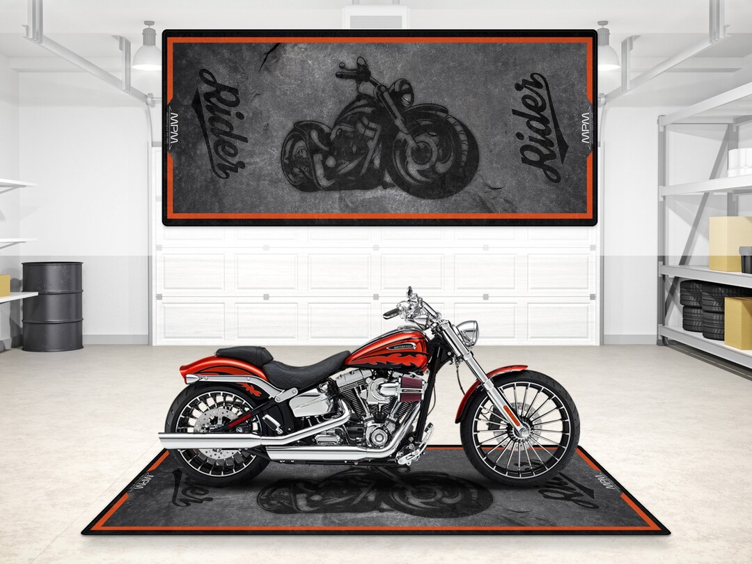 Designed Garage Pit Mat for Chopper and Cruiser Motorcycle
