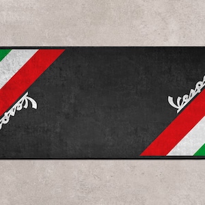 Vespa Scooter Personalized Rug Motorcycle Floor Bottom Pit Mat, Bacchetta, Gtv Gts, LX, LXV Rider, Lover & Fanatic And For Man Woman Gift image 3