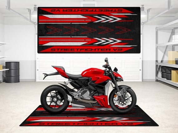 Ducati Streetfighter V2 Personalized Rug Motorcycle Floor Bottom Pit Mat, MotorBike, V2 Rider, Lover & Fanatic And For Man Woman Gift