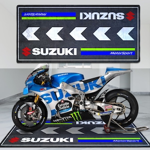 Suzuki Motorsport Personalized Rug Motorcycle Floor Bottom Pit Mat, MotorBike GSXR 1000R, GSX-S, GSX S1000GT, Lover & Fanatic Man Woman Gift