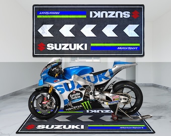 Suzuki Motorsport Personalized Rug Motorcycle Floor Bottom Pit Mat, MotorBike GSXR 1000R, GSX-S, GSX S1000GT, Lover & Fanatic Man Woman Gift