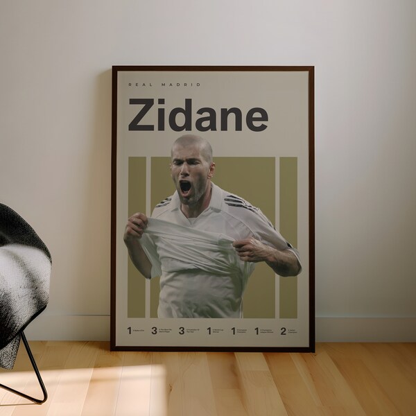 Zidance Poster - Real Madrid Poster - Real Madrid Wall Art - Real Madrid Print - Real Madrid Gifts  - Madrid T-Shirt - Real Madrid Jersey