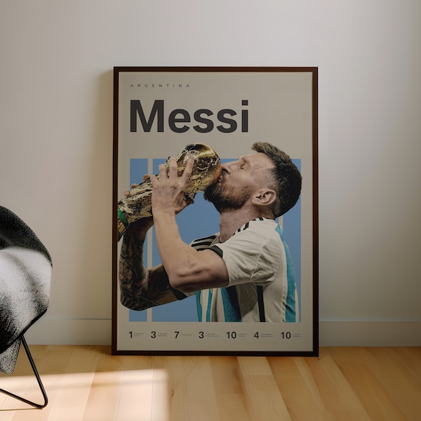 Messi Poster - Argentina Poster - Messi Wall Art - Messi Print - Messi Gifts  - Messi T-Shirt -  Messi Jersey