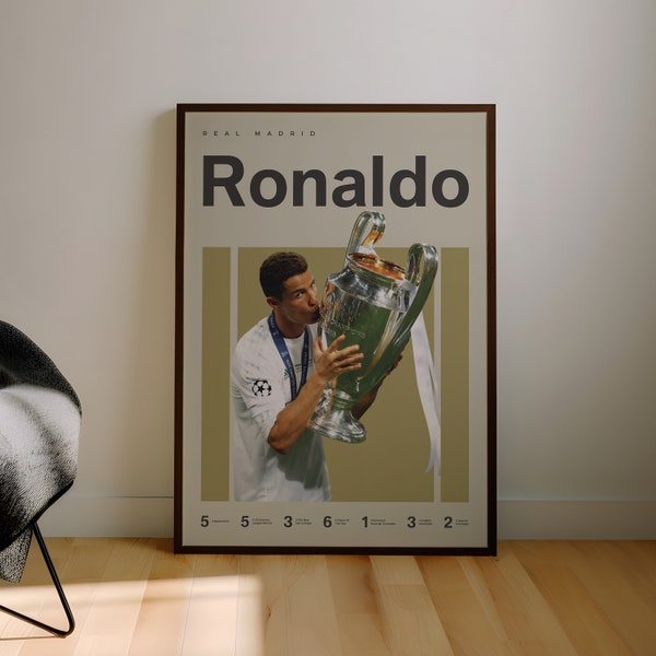 Ronaldo Poster - Real Madrid Poster - Real Madrid Wall Art - Real Madrid Print - Real Madrid Gifts  - Madrid T-Shirt - Real Madrid Jersey