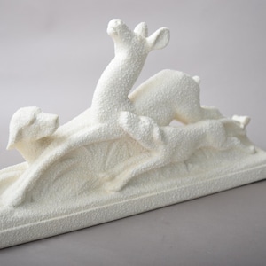 Art Deco Ceramic Sculpture: French Deer & Dog Figurine by ODYV
