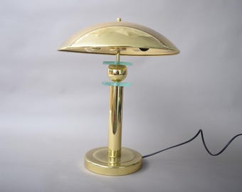 Lámpara de hongo moderna de mediados de siglo: lámpara de acento de latón pulido