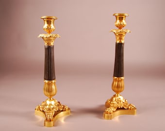 Bougeoirs dorés Brons, XIXe siècle