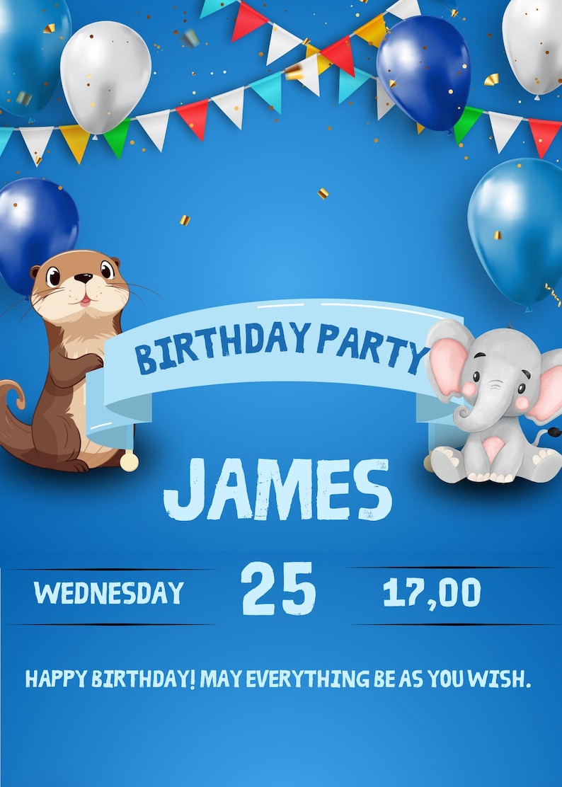 Editable Canva Birthday Invitation Template Customizable Digital ...