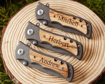 Benutzerdefinierte Taschenmesser, personalisierte Jagdmesser, graviertes Messer, Jahrestagsgeschenk für Ehemann, Vatertagsgeschenk, Freundgeschenk, Groomsmen Geschenk