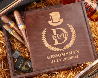 Personalized Groomsmen Gifts Box,Groomsman Gift,Groomsmen Proposal,Best Man Gift, Cigar Gift Box,Keepsake Gifts Box,Wooden Gift Box