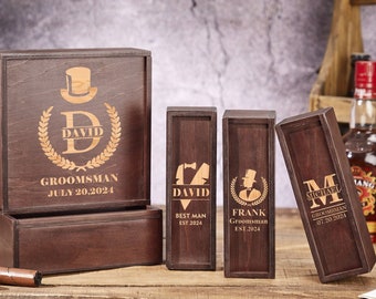 Gepersonaliseerde Groomsmen Gifts Box, Groomsman Gift, Groomsmen Voorstel, Beste Man Cadeau, Sigaar Geschenkdoos, Aandenken Geschenken Doos, Houten Geschenkdoos