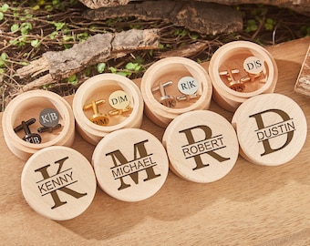 Personalized Cufflinks Groomsmen Gifts Metal Cuff Links With Wooden Box Wedding Day Cuff links Gift Bachelor Party Gift For Husband