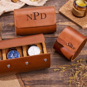 Leather Watch Storage,Personalized Travel Watch Case,Leather Watch Sleeve,Valentines Gifts,Groomsmen Gift,Personalized Gift for Father