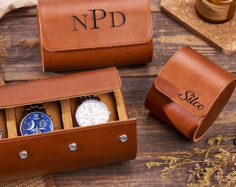 Leather Watch Storage,Personalized Travel Watch Case,Leather Watch Sleeve,Valentines Gifts,Groomsmen Gift,Personalized Gift for Father