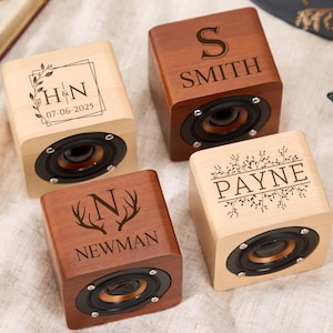 Groomsmen Gifts Personalized Bluetooth Speaker Bridesmaid Gifts Custom Portable Rechargeable Bluetooth Speaker Mini Engraved Wood Speaker