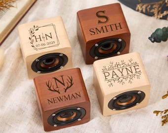 Regalos para padrinos de boda, altavoz Bluetooth personalizado, regalos para damas de honor, altavoz Bluetooth portátil recargable personalizado, mini altavoz de madera grabado