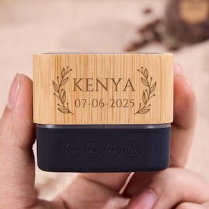 Altavoz Bluetooth personalizado, altavoz Bluetooth de bambú grabado personalizado, altavoz portátil para padrinos de boda, regalos para padrinos de boda para él, regalos de aniversario