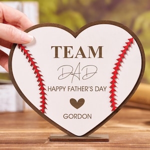 Personalized Dad Baseball Sign,Wood Dad Sign Custom Dad Baseball&Softball Sign with Kid&#39;s Name,Father&#39;s Day Gifts for Dad,God Hit a Home run