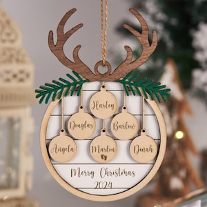 2024 Family Christmas Ornament Personalized Family and Pet Ornament Family Member Names Engraved Wooden Christmas Ornament Christmas Gifts