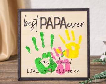 Father's Day Gift,Father's Day Wooden Sign,DIY Hand print Sign,Gifts for dad,Gifts from daughter,Daddy keepsake,grandpa,Dad Hand print Sign