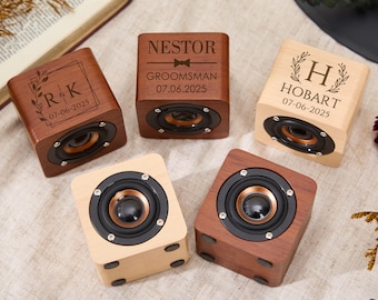 Personalized Speaker For Groomsmen,Custom Speaker Engraved Bluetooth Speaker,Portable Speaker,Portable and Rechargeable,Mini Wood Speaker