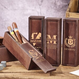 Personalized Groomsmen Gifts Box,Groomsman Gift,Groomsmen Proposal,Best Man Gift, Cigar Gift Box,Keepsake Gifts Box,Wooden Gift Box image 4