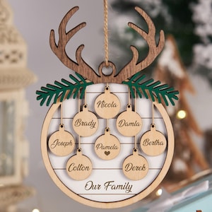 Aangepaste familie- en huisdierornament Gepersonaliseerde 2024 familie kerstornament namen familielid xmas decor vakantieornament kerstcadeaus