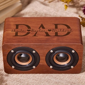 Altavoz de madera personalizado para el Día del Padre, regalo personalizado para papá, altavoz Bluetooth para papá, altavoz inalámbrico para exteriores, reproductor de música portátil