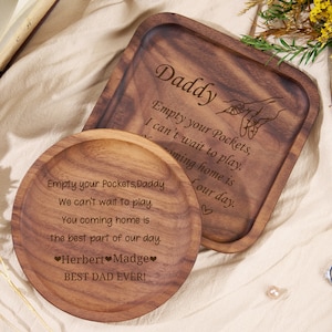 Personalisierte Valet Tablett für Papa, leeren Sie Ihre Taschen Daddy individuell graviertes Tischtablett, Geburtstagsgeschenke für Papa, benutzerdefiniertes Papa Tablett, graviertes Schlüsseltablett