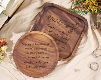 Personalized Valet Tray for Dad,Empty your Pockets Daddy Custom Engraved Table Tray,Birthday Gifts for Dad,Custom Dad Tray,Engraved Key Tray