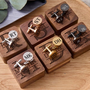 Boîte personnalisée de boutons de manchette en bois, boutons de manchette personnalisés pour le meilleur homme, cadeau de marié, cadeau de jour de mariage de bouton de manchette, cadeau de Saint-Valentin pour les hommes, mari image 9