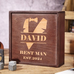 Personalized Groomsmen Gifts Box,Groomsman Gift,Groomsmen Proposal,Best Man Gift, Cigar Gift Box,Keepsake Gifts Box,Wooden Gift Box image 5