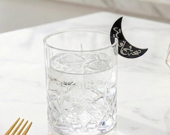 Halve maan Acryl drankje Tags Saha w Afia glazen bedels Ramadan decoratie Eid-tafeldecor