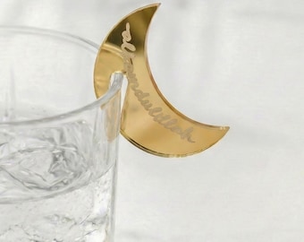 Halve maan Acryl drankje Tags Islamitische glasbedels Ramadan Decoratie Eid-tafeldecor