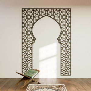 Wooden Mihrab Islamic Wall Art Mehraab for Muslim Prayer Room Ramadan Decoration Moroccan Decorative Panel Housewarming Gift