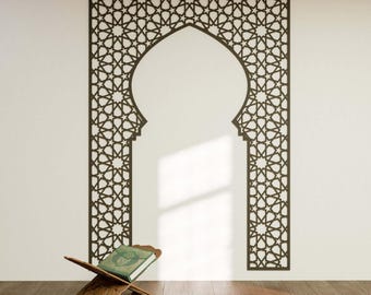 Wooden Mihrab Islamic Wall Art Mehraab for Muslim Prayer Room Ramadan Decoration Moroccan Decorative Panel Housewarming Gift