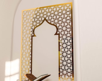 Mihrab Islamitische Muurdecoratie Grote Mihrab Ramadan Decoratie Marokkaans Houten Decoratief Paneel Moslim Gebedsruimte Eid Mubarak Cadeau