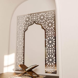 Mihrab Islamic Wall Art Large Mehraab Ramadan Decor Moroccan Wood Decorative Panel Muslim Prayer Room Housewarming Gift