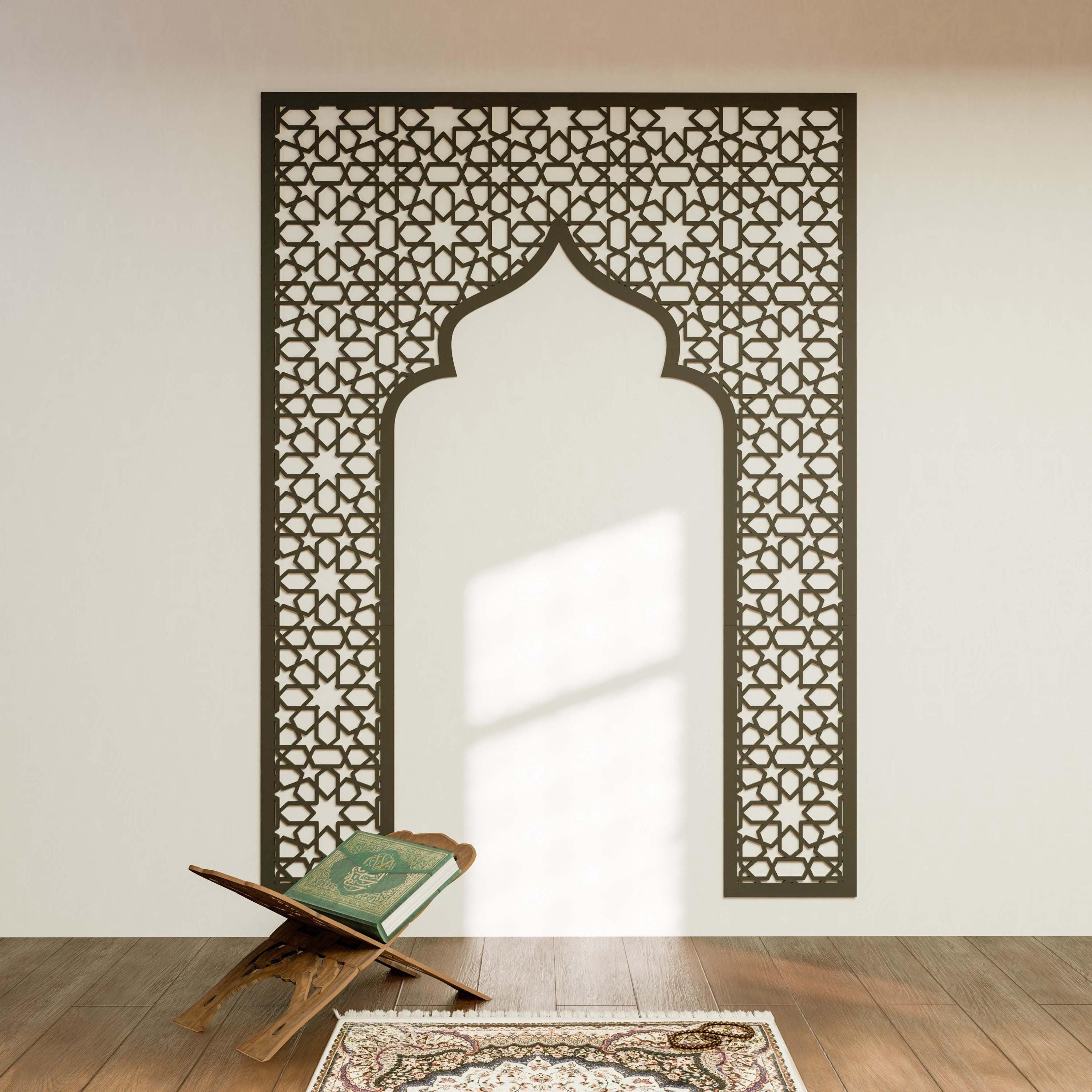 Mihrab Islamic Wall Art Muslim Prayer Room Moroccan Wood Decorative Panel Ramadan Decoration Eid Mubarak Gift