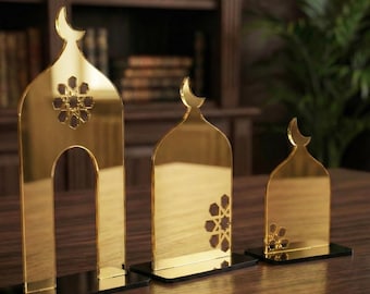 Ramadan Minaret Set Islamitisch Woondecoratie Acryl Moskee Stand Ramadan Tafeldecoraties Eid Mubarak Cadeau