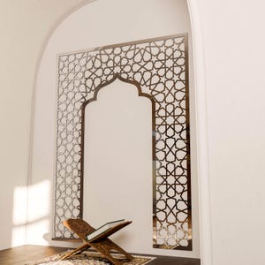 Mihrab Large Islamic Wall Art Muslim Prayer Room Moroccan Wood Decorative Panel Ramadan Decoration Eid Mubarak Gift