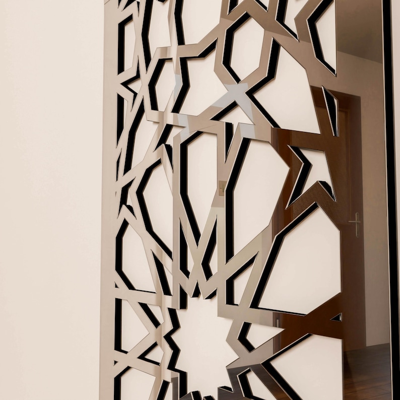Mihrab, islamska sztuka ścienna, duży mehraab, dekoracja ramadanowa, marokański drewniany panel dekoracyjny, muzułmański pokój modlitewny, prezent na parapetówkę zdjęcie 7