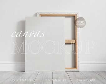 Cotton Canvas Mockup, Vertical Painting Mockup, Minimalist Artist Room, Natural Light Canvas Stack Mockup 5x7 A1 A2 Large Oil Drawing Canvas